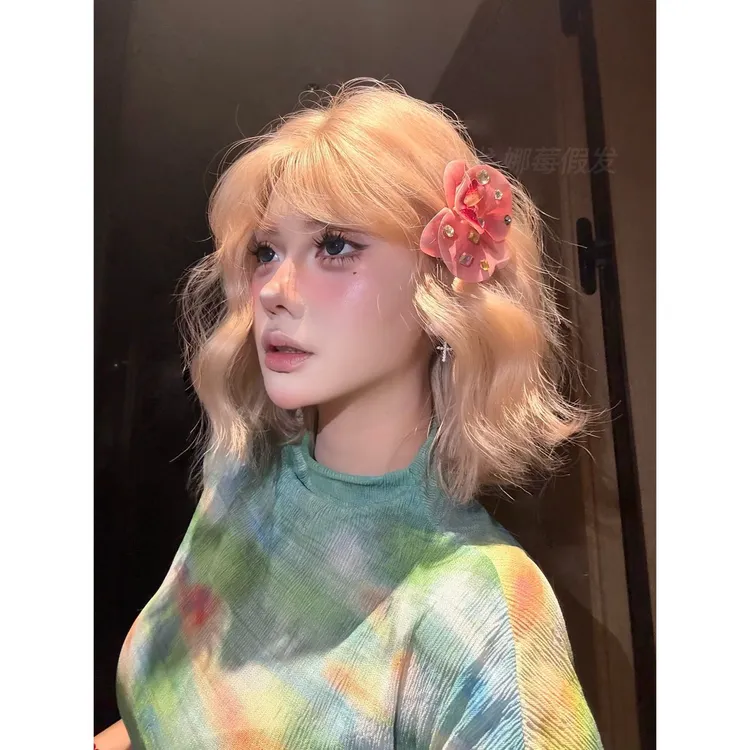 kuku【白金卷卷】娜莓浅色蛋卷几字刘海短发自然女生透气头套A假发