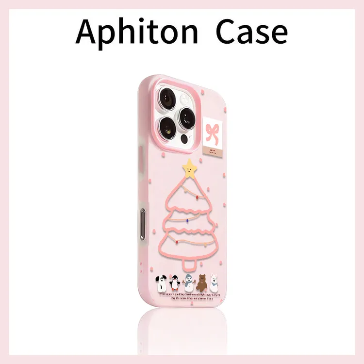 粉圣诞树动物适用iPhone17promax苹果16手机壳小众动漫15流行创意