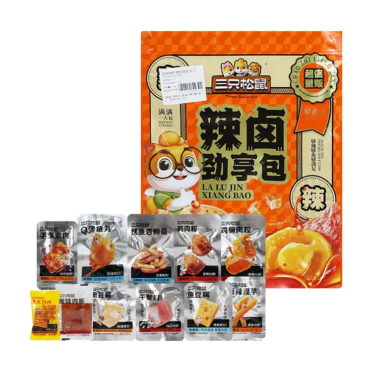 三只松鼠辣卤劲享包447g/76袋香辣熟食零食卤魔芋即食独立装零食