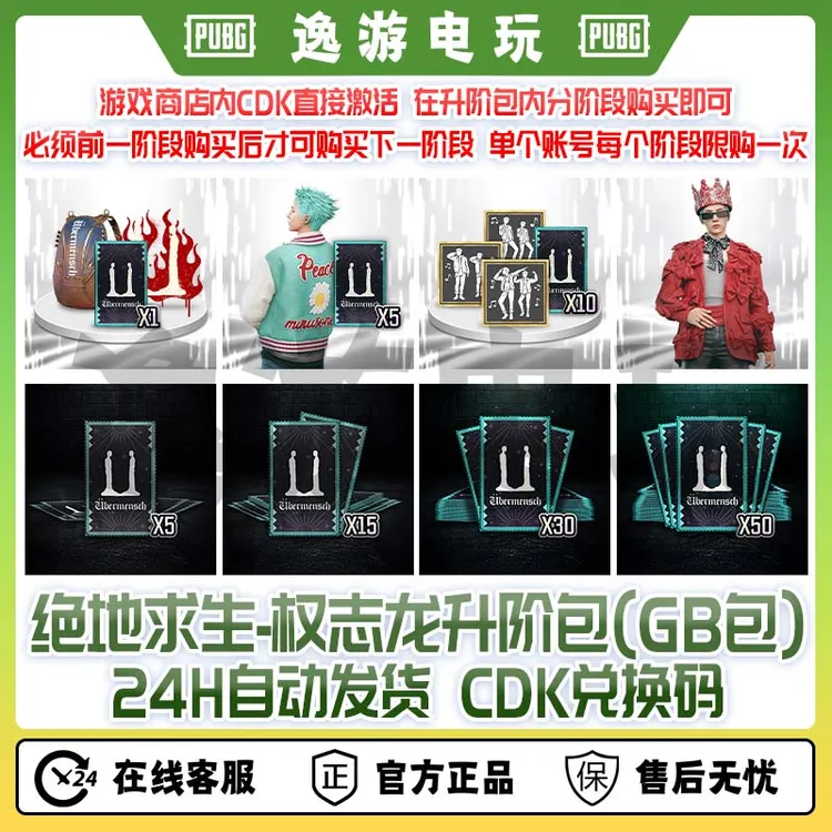 STEAM绝地求生皮肤布权志龙升阶包兑换券CDK兑换码【GB包】