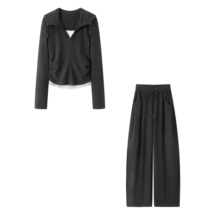 艾家连帽卫衣休闲风韩版INS风慵懒风时尚套装休闲裤时尚4127-4114