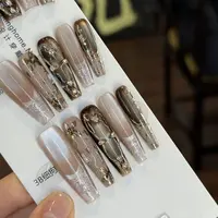 VIVID MRS【招财】纯手工穿戴甲猫眼 法式 锆石 魔镜粉立体造型