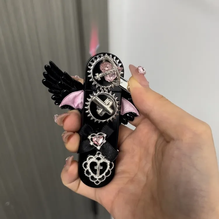 【简界】原创手作齿轮粉焰防风充气胶粘甜酷打火机适合送男女友礼物