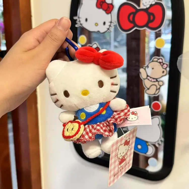苹果挎包kitty挂件智秀同款哈喽kitty包挂饰kt猫格子送闺蜜礼物LW