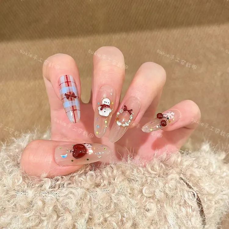 【甜冬圣饰】 手工圣诞穿戴甲新年美甲贴片可拆卸假指甲贴10片新款
