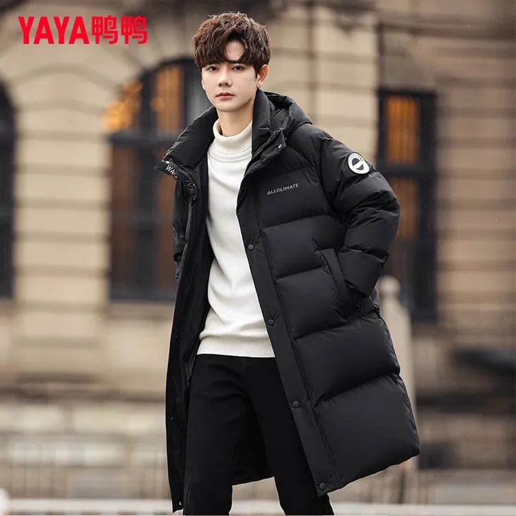 YAYA/鸭鸭羽绒服男中长款2025新款冬季加厚休闲青少年保暖外套潮