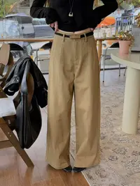早秋新款高腰宽松显瘦时尚山本裤直筒长裤通勤百搭休闲裤女8183