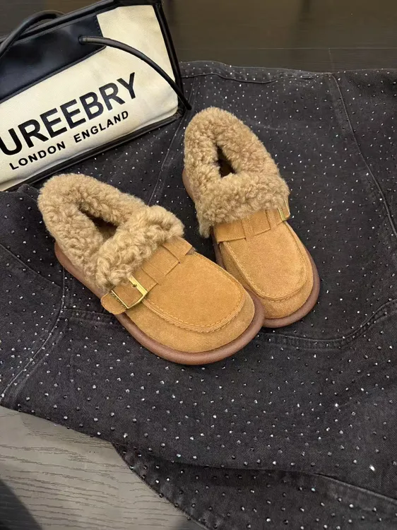 大金大码女鞋40-43毛毛口平底舒适豆豆鞋