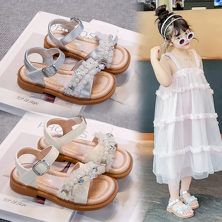 女童公主鞋2025新款儿童凉鞋夏季小女孩鞋子水晶高跟鞋女宝宝皮鞋