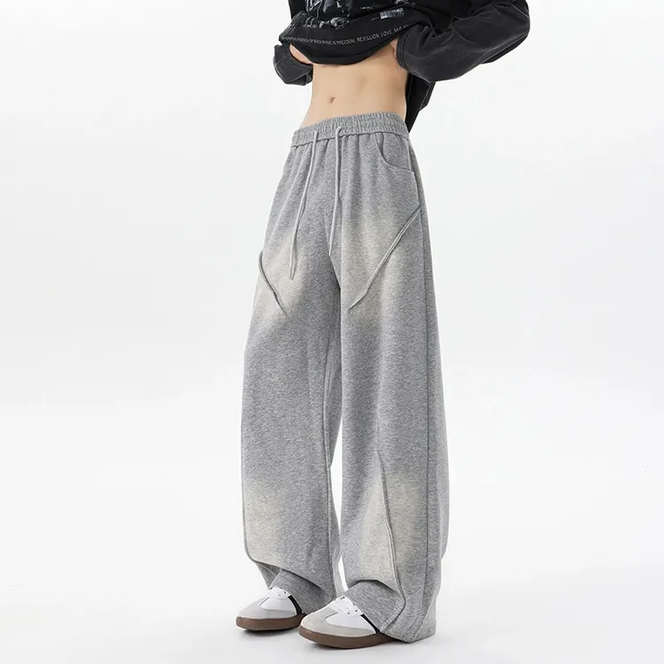 美式复古水洗运动卫裤男小众高级感休闲裤cleanfit重磅宽松阔腿裤