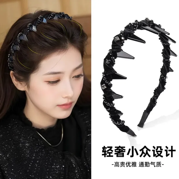 2025新款轻奢水钻发箍女款蓬松高颅顶百搭压发发卡高级感洗脸头箍