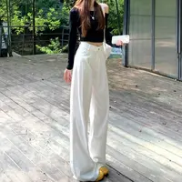【送腰带+运费险】2025秋季新款宽松显瘦直筒裤子白色阔腿牛仔裤女