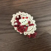 E149红色蝴蝶结花朵KT猫咪边夹