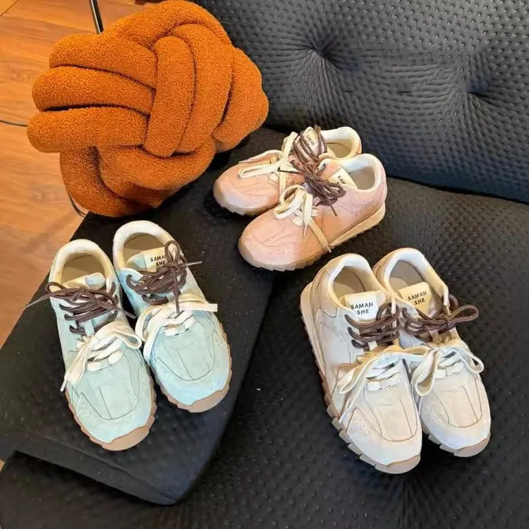 内增高女鞋小个子厚底阿甘鞋女2024新款休闲运动老爹鞋网面德训鞋