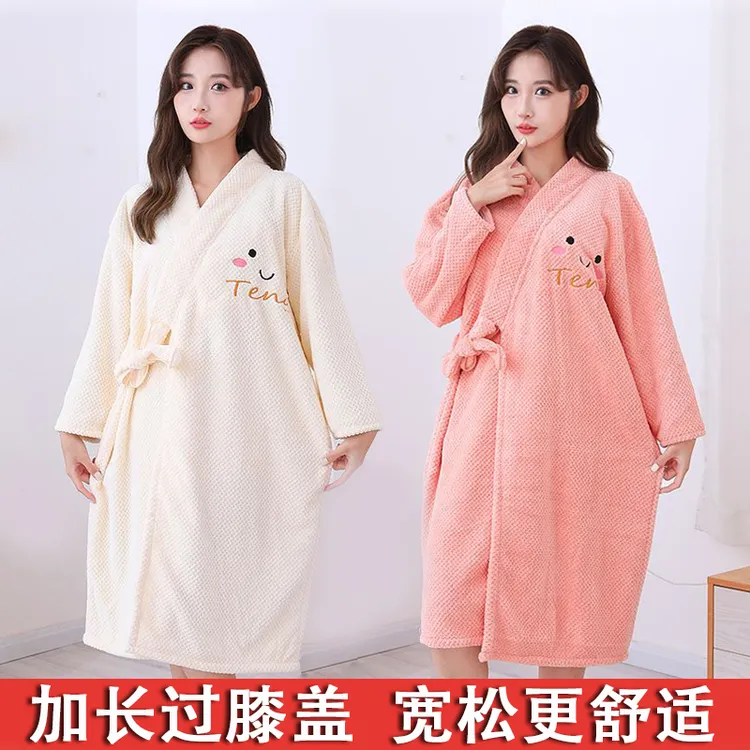 秋冬新款系带浴袍睡袍可穿式吸水速干浴巾柔软舒适不掉毛可爱浴裙商品图