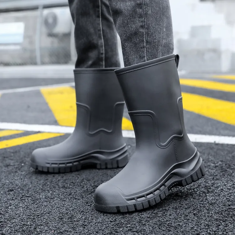 德系雨鞋防水鞋钓鱼男士轻便防滑水靴中筒厨房雨靴耐磨赶海胶鞋男