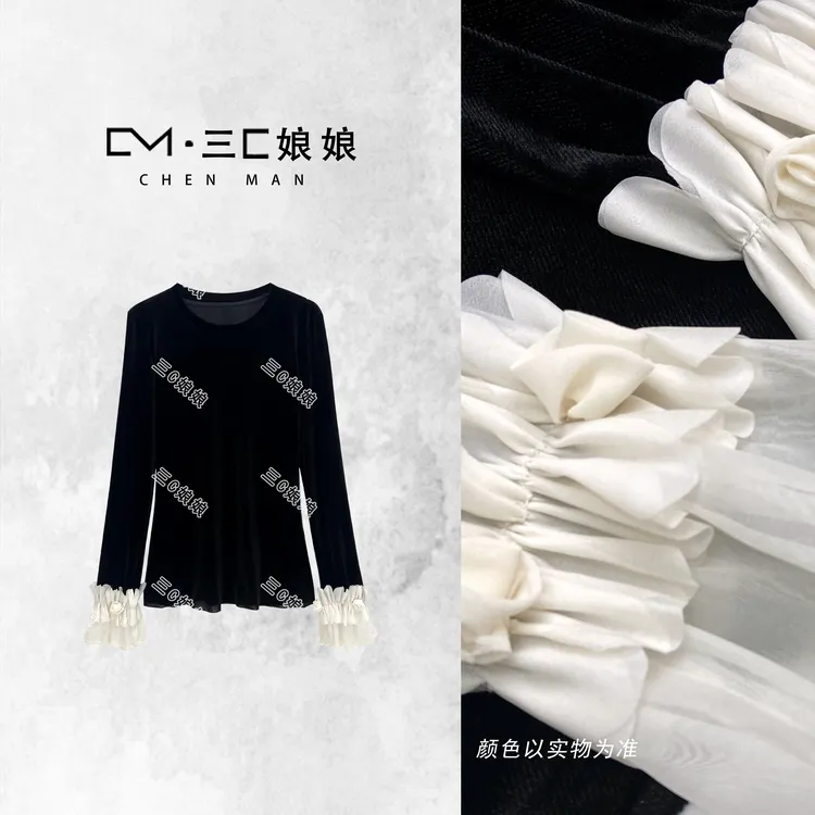 三C娘娘【赫本】25009时尚圆领轻奢气质百搭上衣