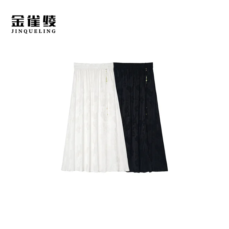 金雀绫【暗影浮花】新中式轻奢气质设计款加宽加大半身裙SZA2Q378