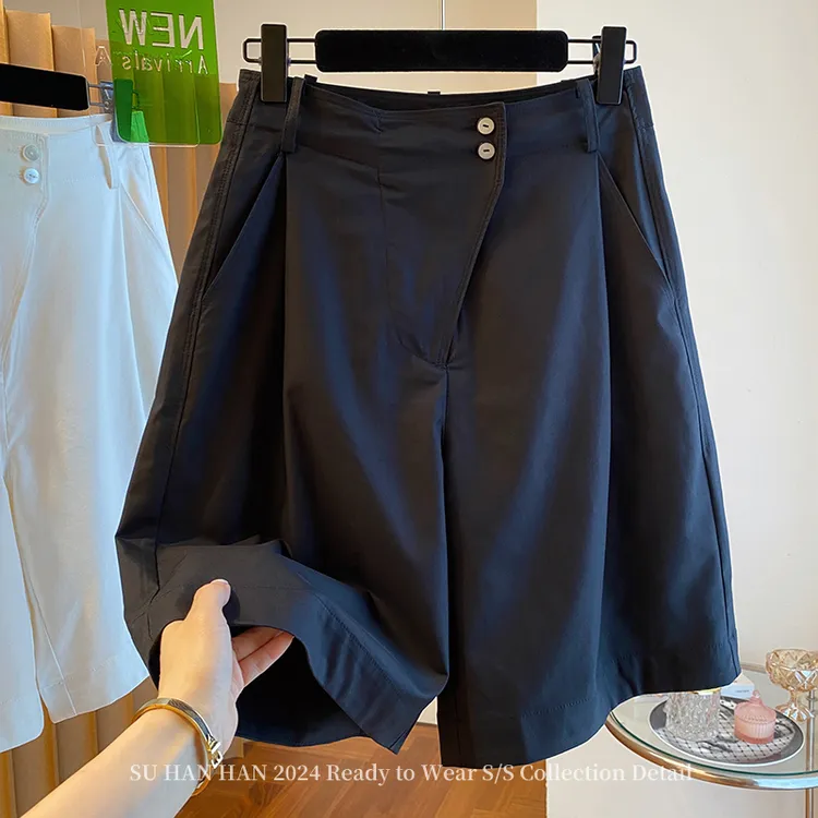 胖妹妹240斤大码工装中裤五分短裤女夏季宽松薄款高腰a字阔腿裤子