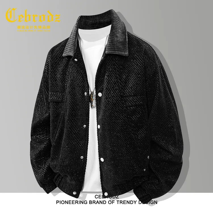 法国Cebrodz美式复古百搭青年外套男秋季宽松休闲百搭夹克上衣男