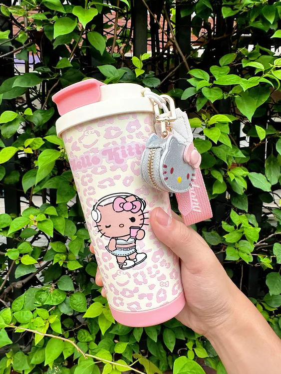【送挂件】kitty手提陶瓷保温杯咖啡杯保温杯8小时吸管杯简约