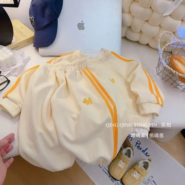 男女童儿童假两件卫衣套装2025春秋新款宽松休闲时尚上衣两件套潮