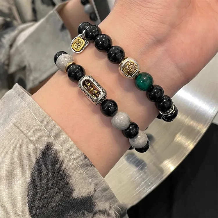 合金亚克力手链 新中式男手串礼物小众设计复古情侣手链时尚配饰