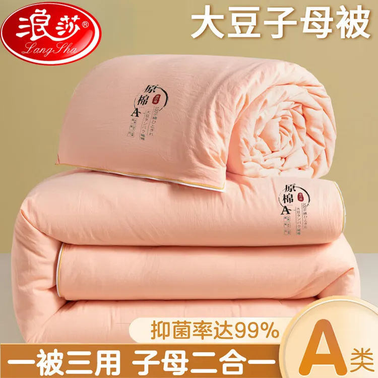 浪莎冬季抑菌加厚大豆被子母被春秋被子冬被四季通用裸睡透气被芯