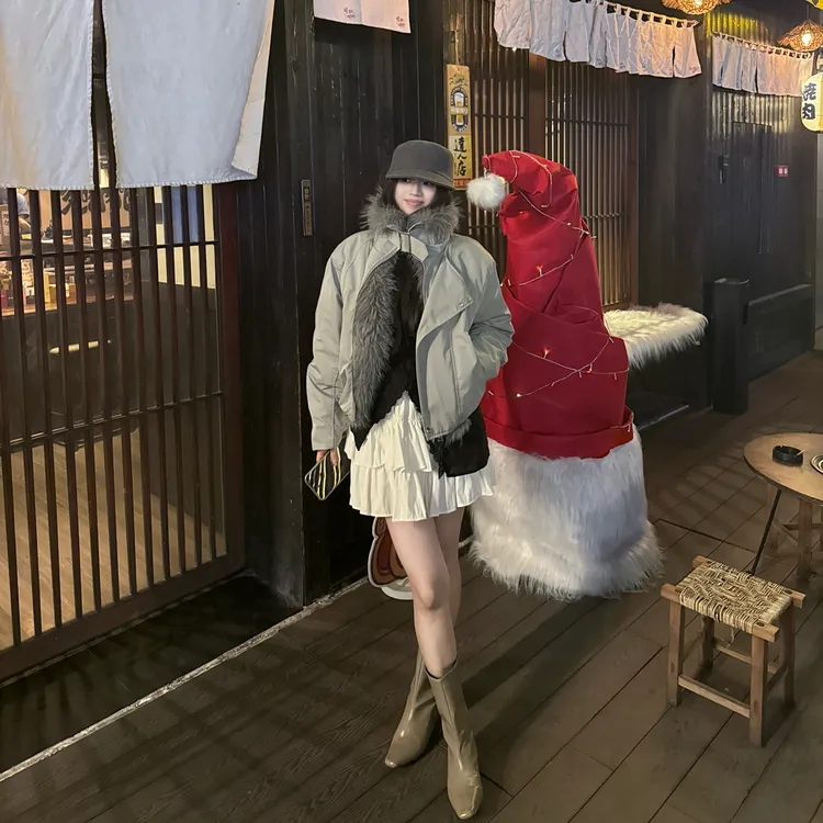 宽松百搭显瘦大毛领保暖厚款短款气质冬季长袖外套子毛领