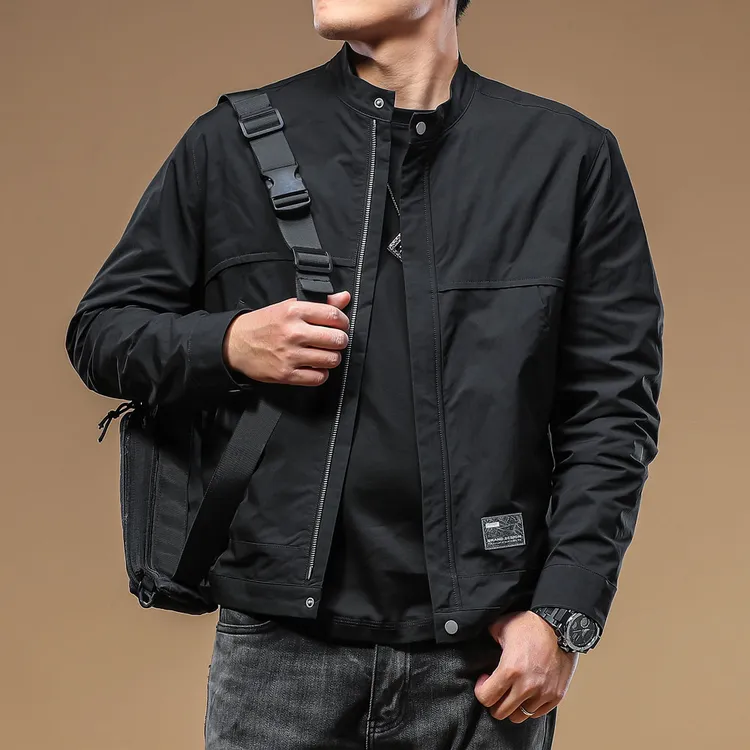 季言夹克男款薄外套潮流高级感百搭款通勤商务休闲立领风衣男短款