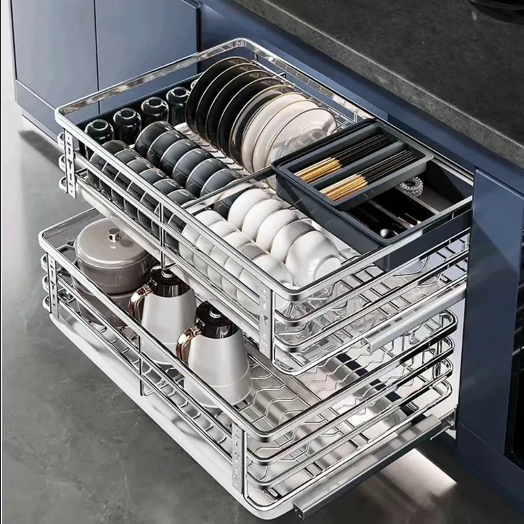 家特莱304加宽加深加高抽屉安装可拆卸开门式橱柜橱柜拉篮抽屉式