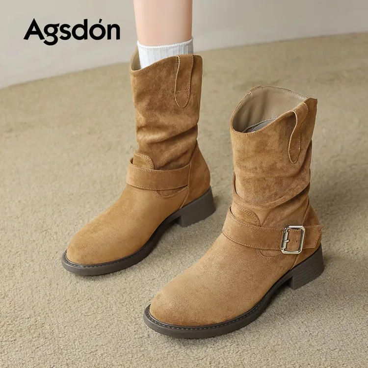 奥古狮登短靴子女中筒西部牛仔靴美拉德马丁靴654157AA