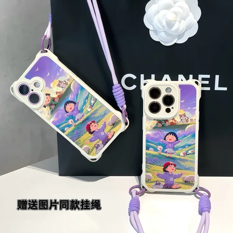 开心小丸子挂绳适用iPhone苹果16手机壳华为p70vivoppo小米15软套