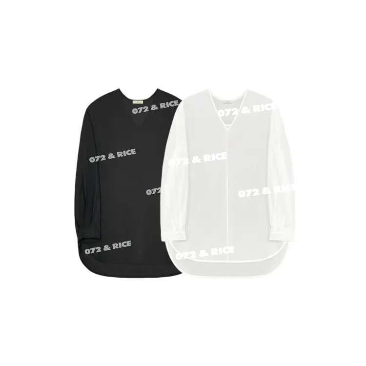 072 & RICE【佛系】100纯棉 秋季休闲V领长袖上衣 Z-32NB415