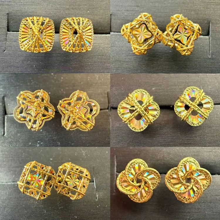 【2025年爆款赛菲尔炫彩新品】七彩爆闪黄金耳饰耳钉合集足金器