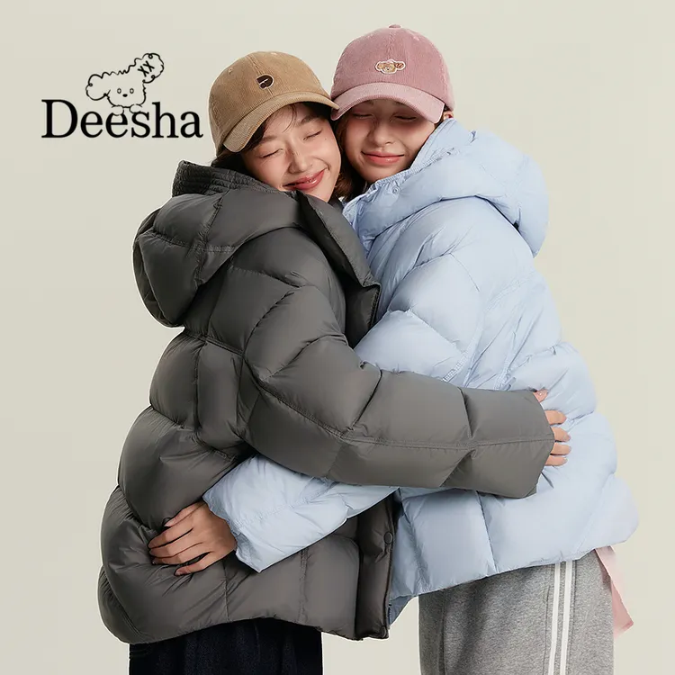 【青少年】笛莎女童冬季新款连帽外套保暖短款泡芙羽绒服-N22556408