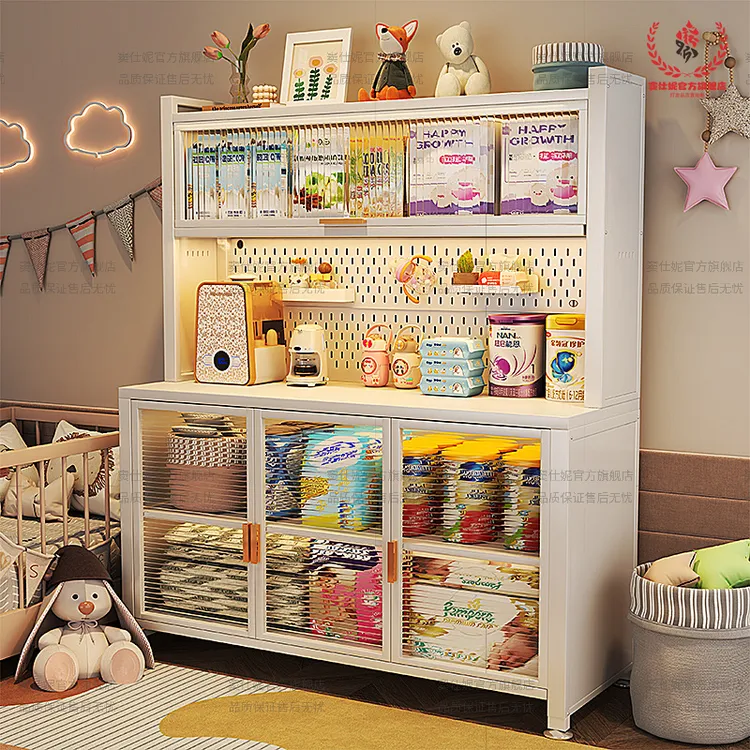 钢制婴儿喂养台收纳柜微波炉网红储柜冲奶粉桌子靠墙边储物柜儿童