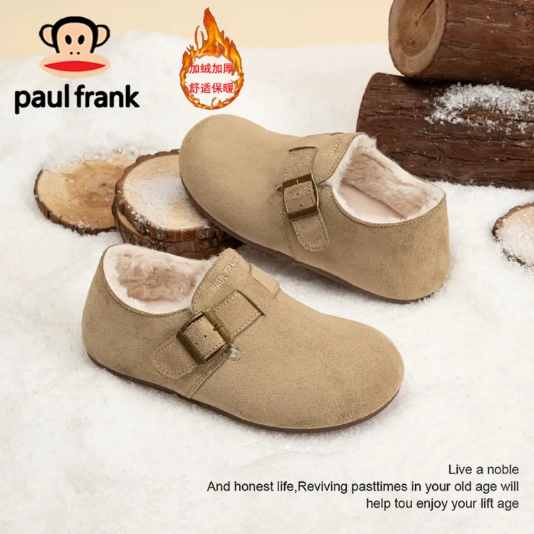 大嘴猴勃肯棉鞋女2025冬季新款加绒保暖鞋复古港风一脚蹬轻便女鞋