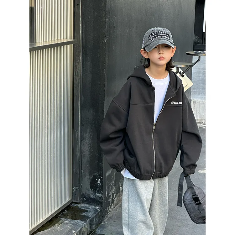 【现货】男童春秋外套韩版潮中大童长袖上衣2025新款儿童连帽卫衣
