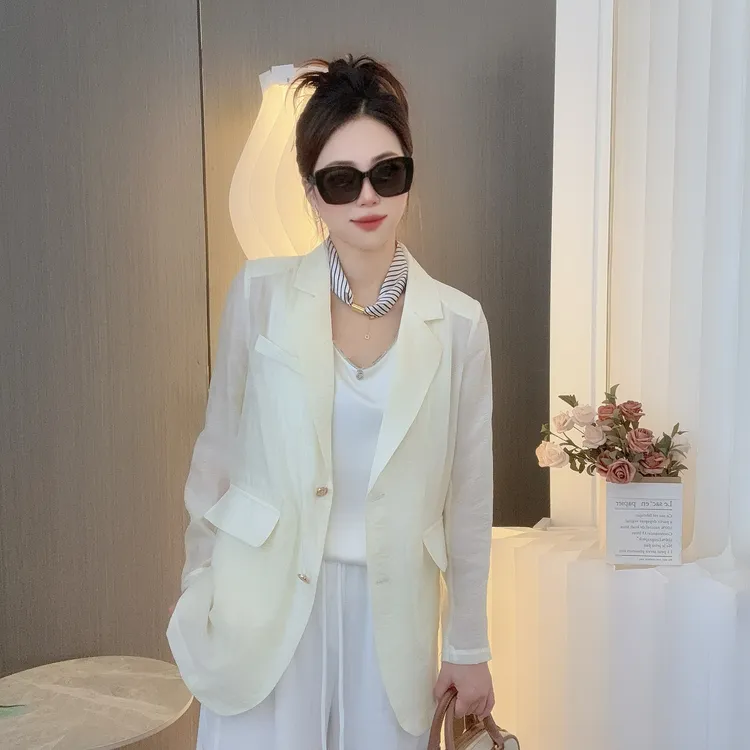 夏季天丝提花小西装女外搭 防晒服休闲时尚女外套