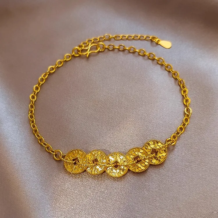 铜合金手链 手链碎碎冰五帝铜钱手链女款气质网红时尚复古小众ins