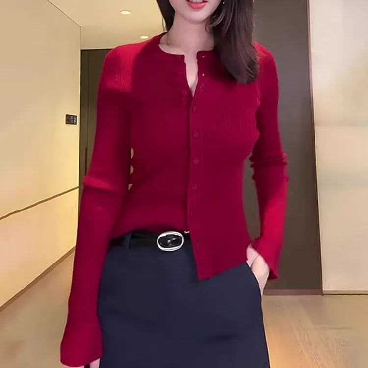 法式复古针织开衫女秋季新款胖MM大码女装设计感小众修身显瘦上衣