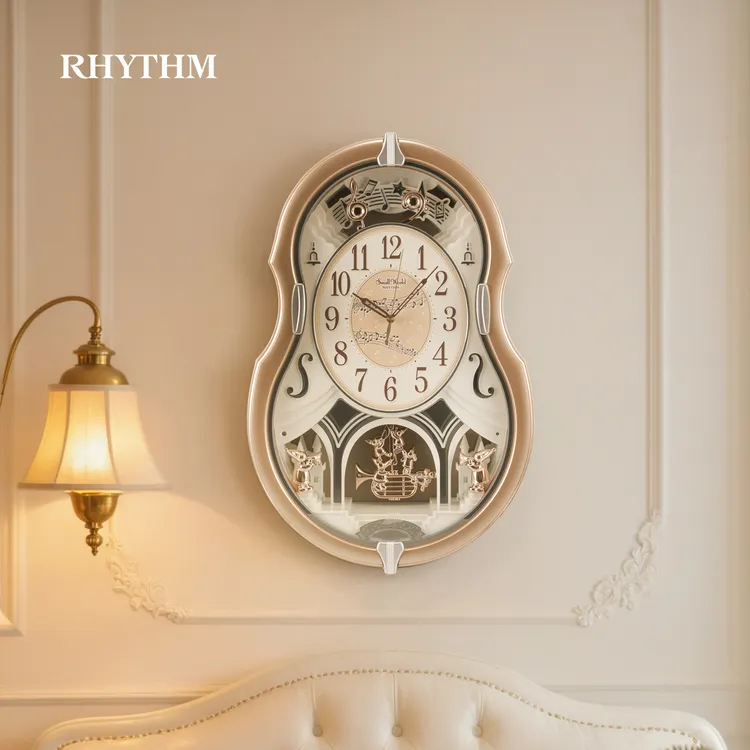 丽声静音光控报时梦幻轻奢挂钟客厅别墅时尚装饰家用挂钟个性