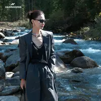 JIAXINXQING秋冬新品韩版休闲百搭西服外套灯笼裤时尚套装设计