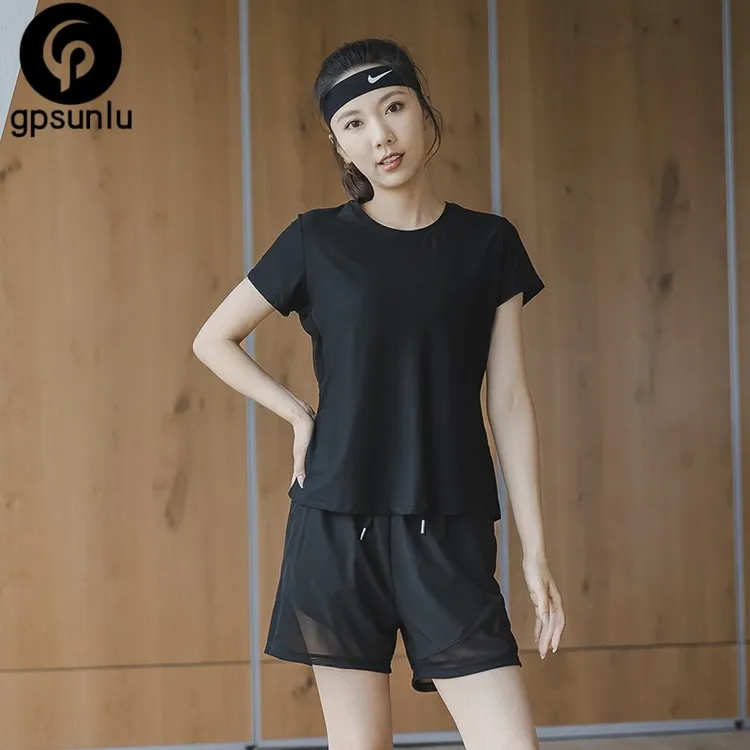 跑步运动套装女夏季宽松休闲短袖晨跑健身速干干衣高级感瑜伽服薄