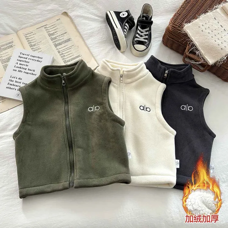 【亲子马甲】儿童冬季加绒加厚马甲内胆保暖洋气刺绣中大童拉链衫商品图