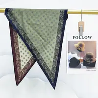 不知秋-【黛绿褐影】同花异色桑蚕丝羊毛混纺菱形巾女围巾110*45cm