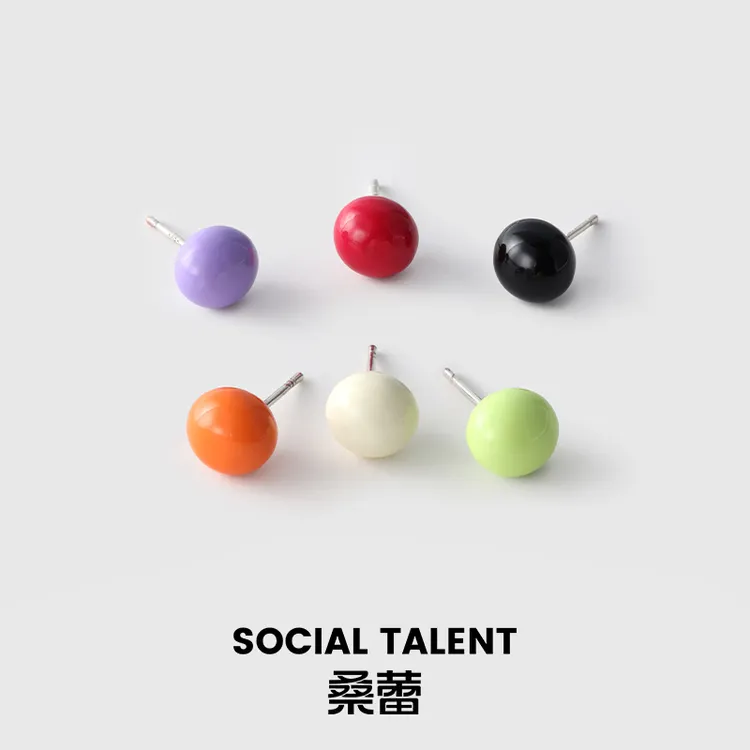 合金珐琅耳饰  【小糖豆】桑蕾耳钉简约时尚小众多巴胺耳饰紫色耳饰