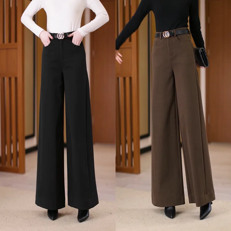 巴黎绒气质高腰阔腿裤女冬季新款显瘦a字版洋气休闲裤子965#