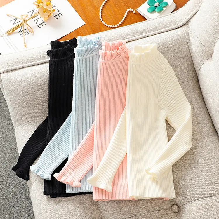 女童打底毛衣秋冬洋气童装儿童打底衫中大童半高领针织衫内搭上衣